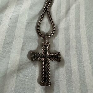 David yurman black diamond cross pendant and chain